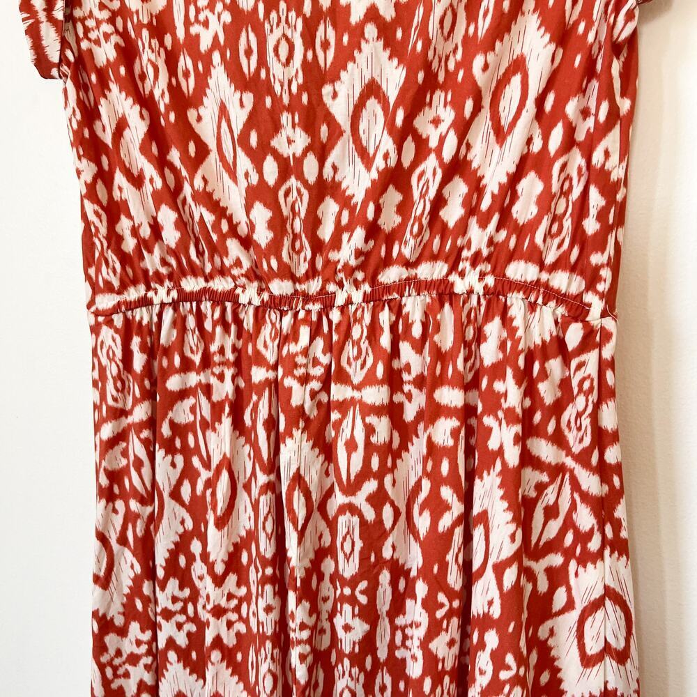 Evereve BB Dakota Emersyn Tiered Midi Dress XS Deep V-Neck Batik Cotton Spring - Picture 10 of 16